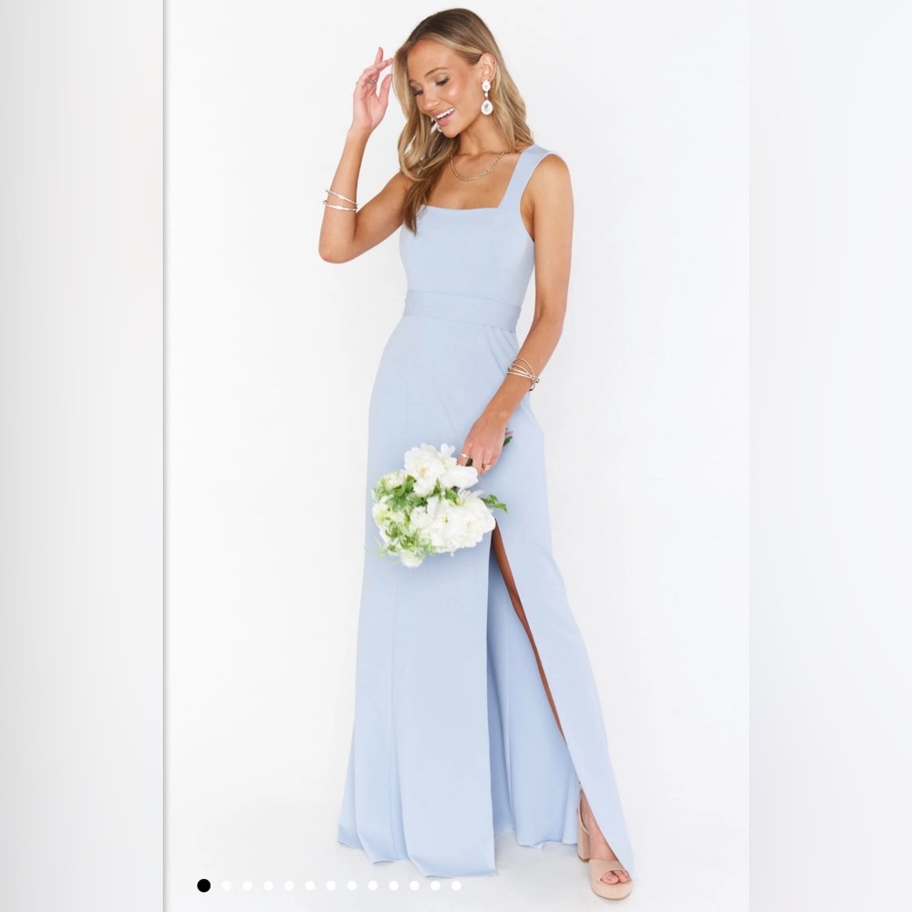 Show me your mumu steel blue chiffon Paris gown
